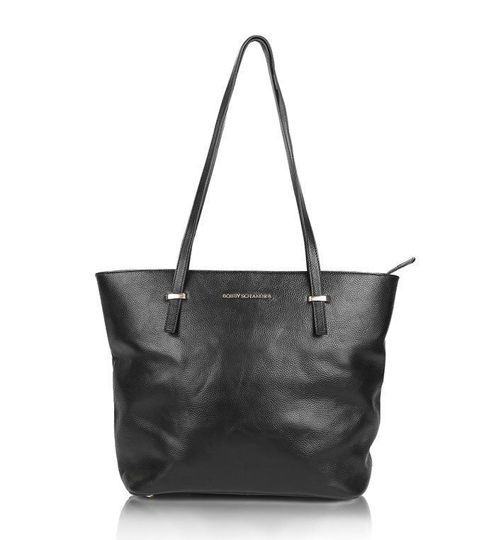 Black-leather-designer-tote-bag