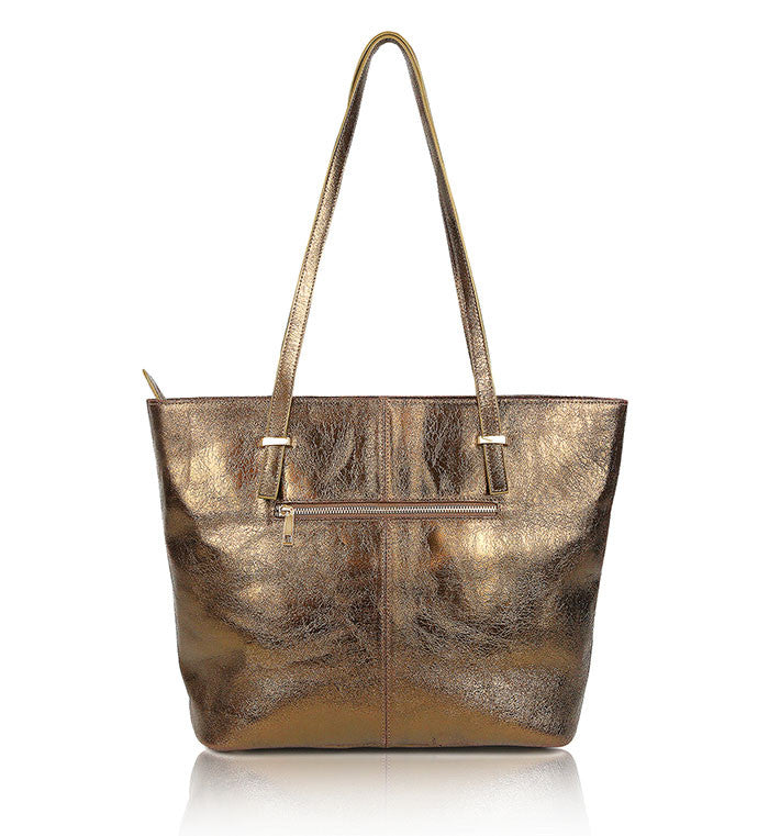 Bronze-brown-leather-designer-tote-bag