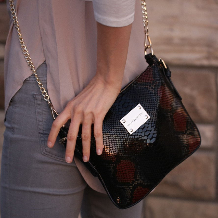 Black Brown Leather Crossbody Messenger Designer Handbag