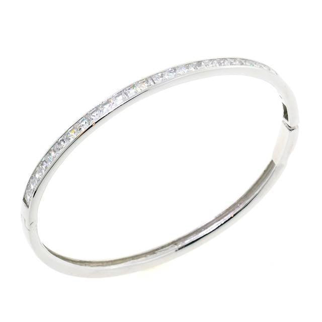 Classic Square Cut CZ Crystal Bangle Bracelet