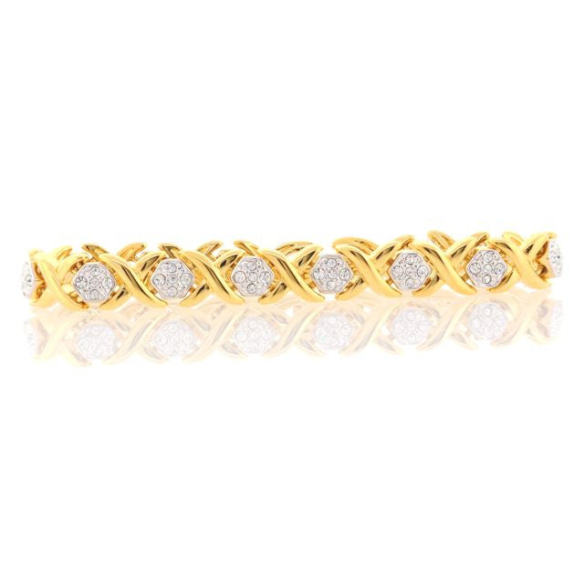 Gold and Swarovski Crystal "X & O" Tennis Bracelet