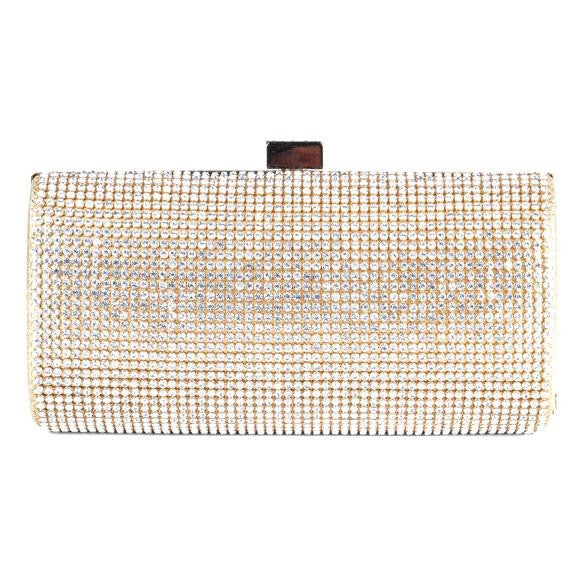 Gold Mesh Swarovski Crystal Clutch