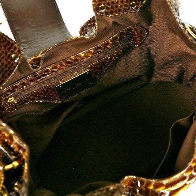 Patent Brown Python Bag
