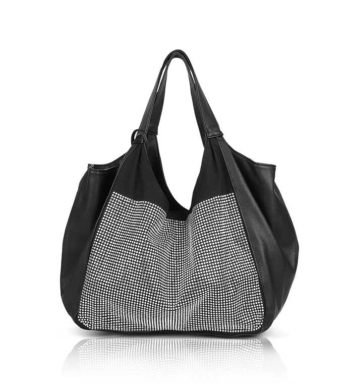 Large Rhinestone Rockstar Tote (Black)