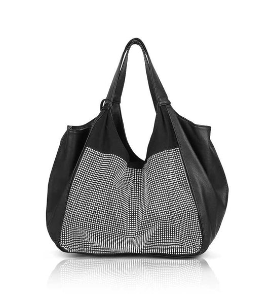 Large Rhinestone Rockstar Tote (Black)