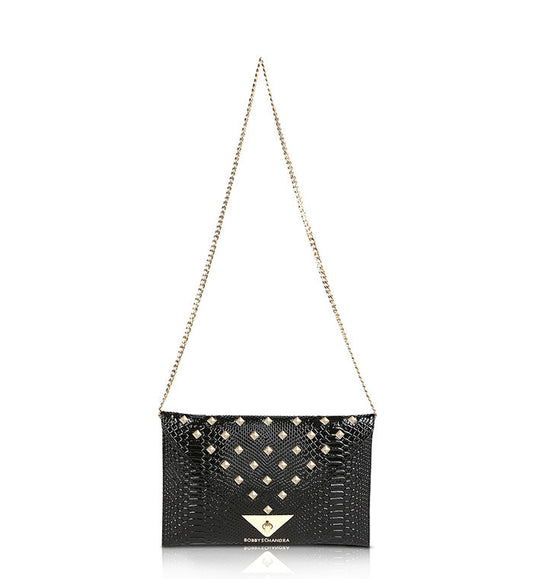 Black-and-gold-leather-studded-clutch-purse-bag