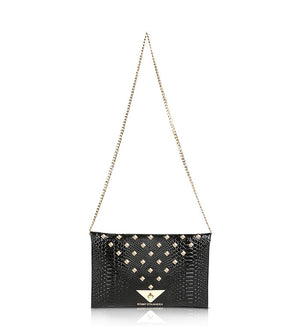 Black-and-gold-leather-studded-clutch-purse-bag
