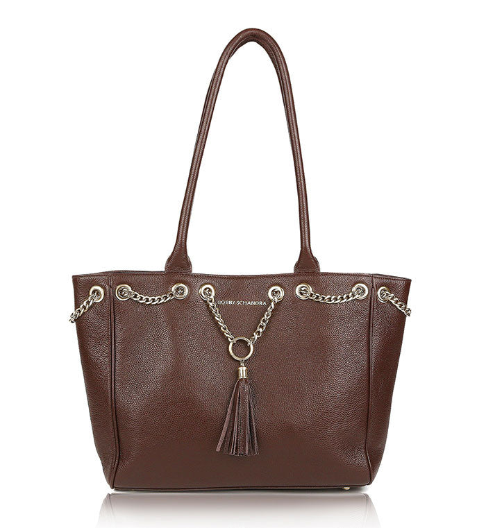 Bronze-brown-leather-designer-tote-bag - Schandra