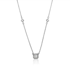 Cushion Cut cz Diamond Solitaire Pendant necklace