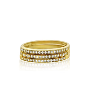 Micropavé gold plated silver cz stackable rings