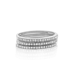 Micropavé silver cz stackable rings
