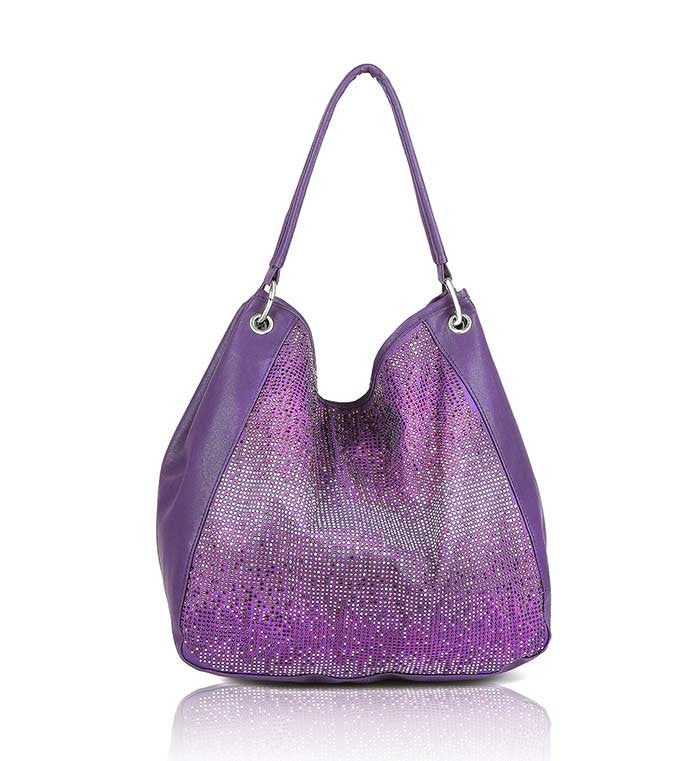 Large Rhinestone Rockstar Tote (Purple)