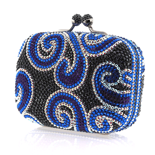 Black and Blue Swarovski Crystal Evening Clutch