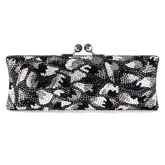 Black and Gray Swarovski Crystal Clutch