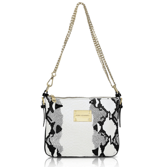 Black and White Leather Designer Cross-body messenger Handbag