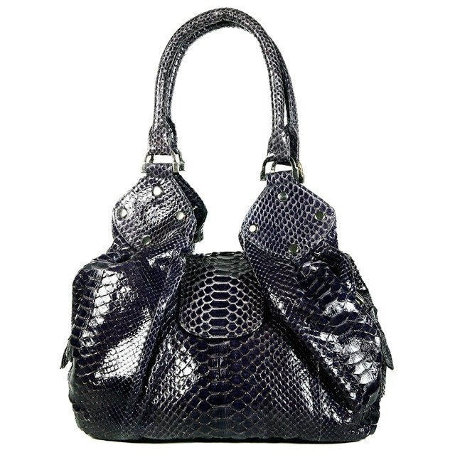 Black Patent Hobo Python Bag