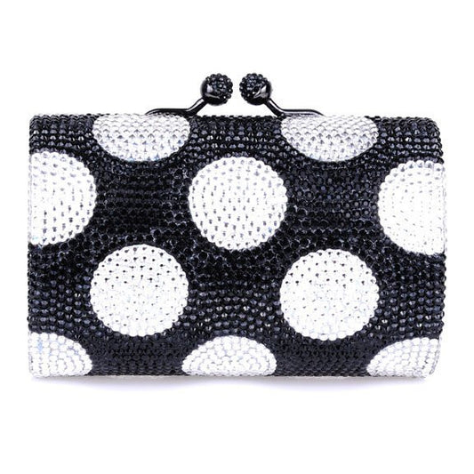 Black and white Polka Dot Swarovski Crystal Clutch