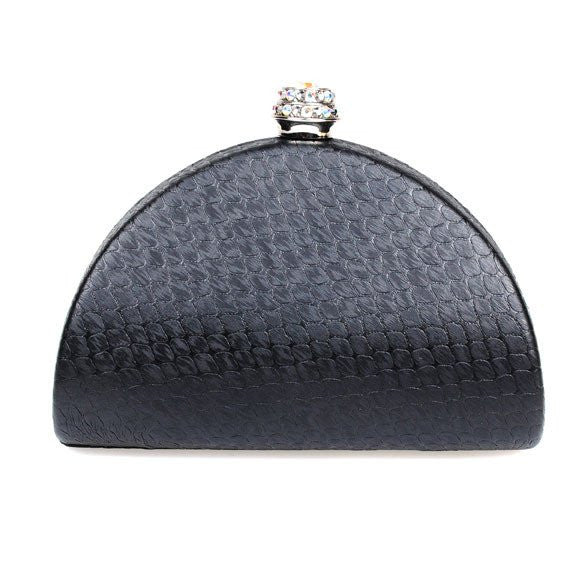 Black Snake Print Swarovski Crystal Clutch