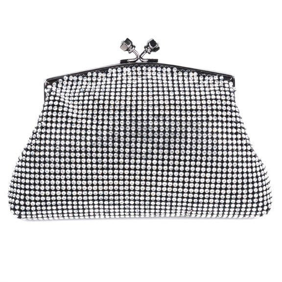 Black Soft Mesh Swarovski Crystal Clutch