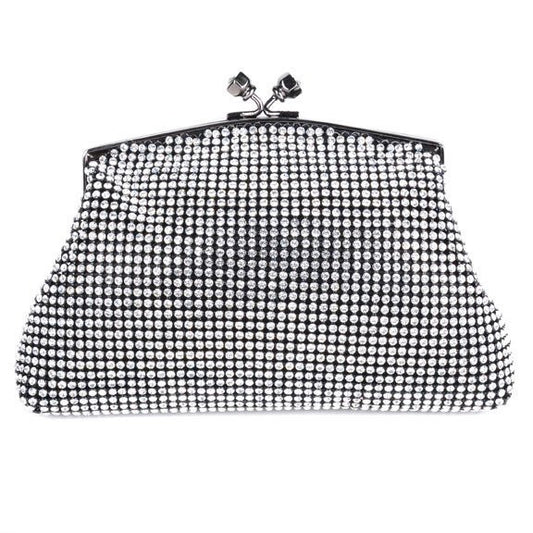 Black Soft Mesh Swarovski Crystal Clutch