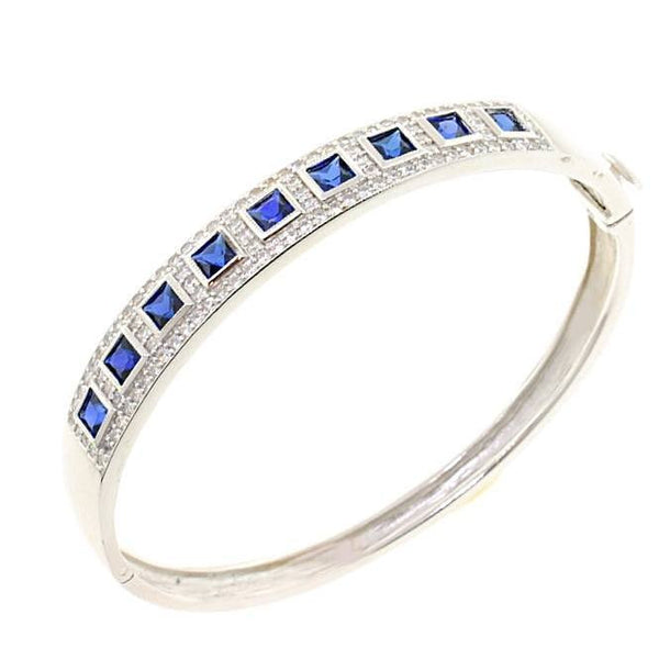 Blue CZ Crystal Bangle Bracelet