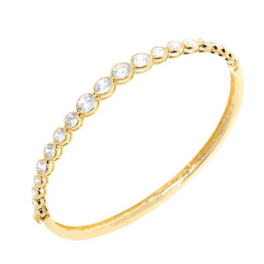 Brilliant Round Cut Gold CZ Crystal Bangle Bracelet