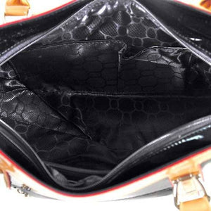Brown Black Leopard Print Patent Leather Bag