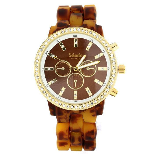 tortoise brown crystal watch