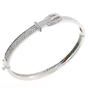 Classic Buckle Style CZ Crystal Bangle Bracelet