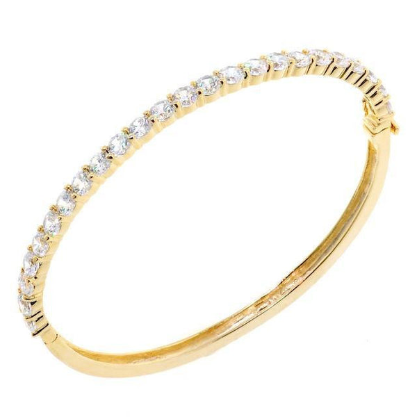Classic Round Cut Gold CZ Crystal Bangle Bracelet