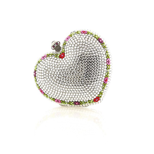 Color Accented Heart Swarovski Crystal Clutch