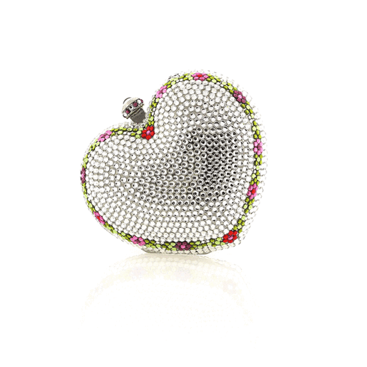 Color Accented Heart Swarovski Crystal Clutch