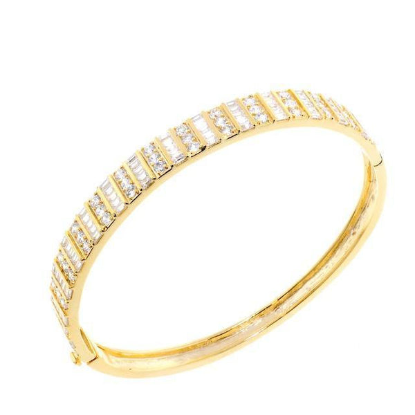 Exquisite Round and Square Cut Gold CZ Crystal Bangle Bracelet