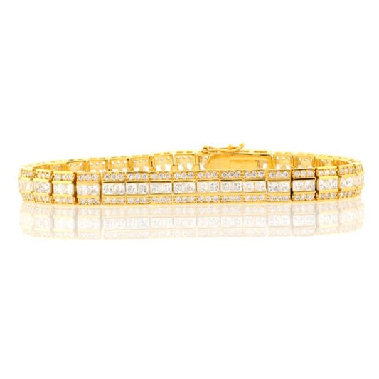 Gold 3 Row Tennis Bracelet