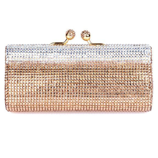 Gold and Clear Swarovski Crystal Clutch