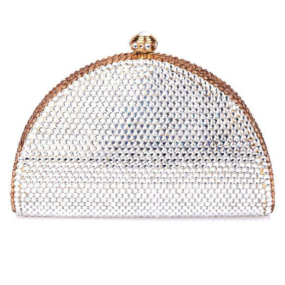 Gold and Clear Swarovski Crystal Clutch