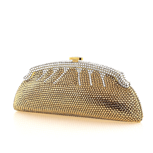 Gold and Clear Swarovski Crystal Evening Clutch