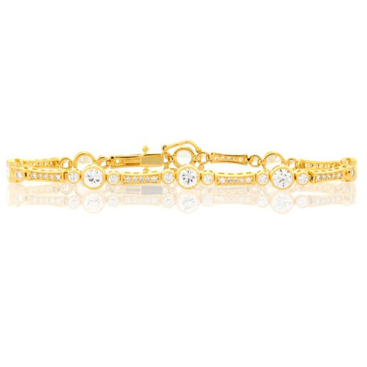 Gold and CZ Bezel Tennis Bracelet