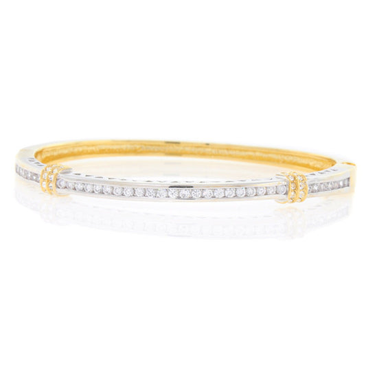 Gold and Silver Round CZ Bangle