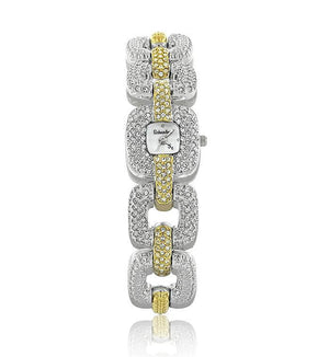 Gold and Silver Two Toned Linked Small Swarovski Crystal Watch