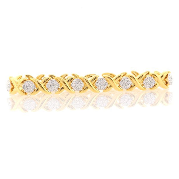 Gold and Swarovski Crystal &quot;X & O&quot; Tennis Bracelet