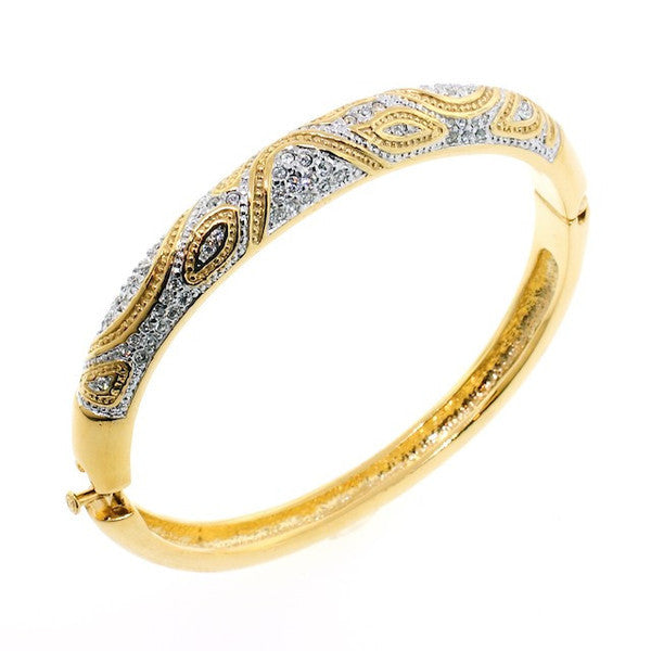 Gold Animal Print Swarovski Crystal Bangle Bracelet