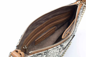 Designer Gold and Black Python Print Leather Cross body Handbag