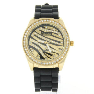 gold black zebra fashion watch