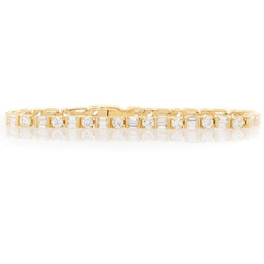 Gold Round and Square CZ Tennis Bracelet