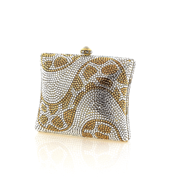 Gold Square Animal Print Swarovski Crystal Evening Clutch