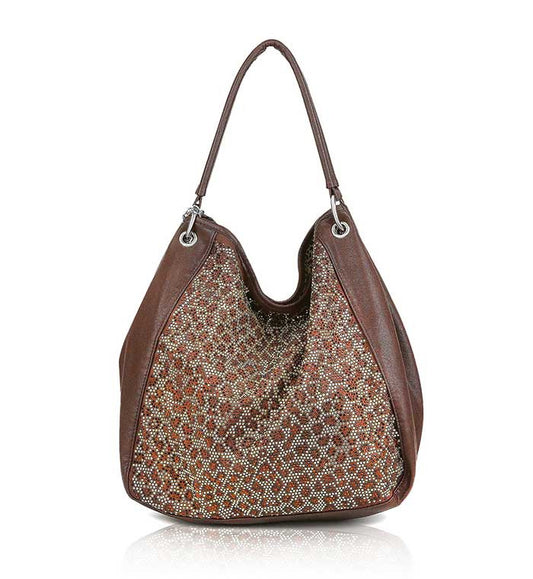 Large Rhinestone Rockstar Tote (Leopard)