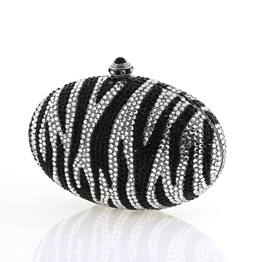 Oval Zebra Swarovski Crystal Evening Clutch