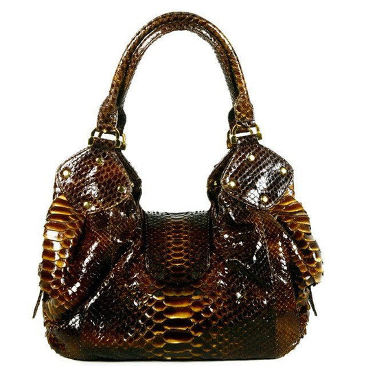 Patent Brown Python Bag