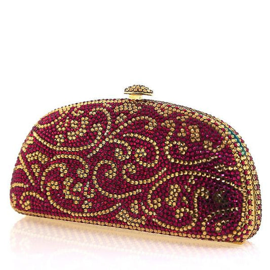 Pink and Gold Swarovski Crystal Evening Clutch